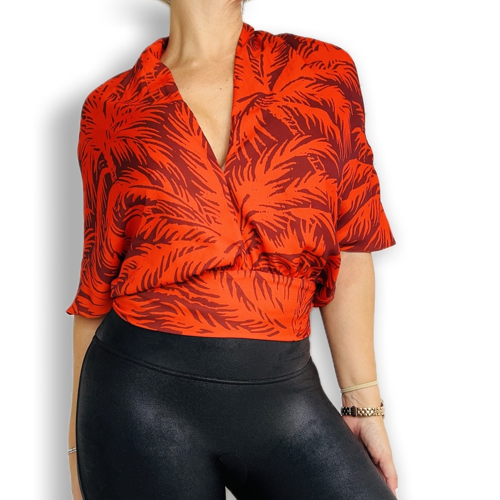 Johanna Ortiz Wrap Bkouse Tonal Palm Print - Picture 6 of 14